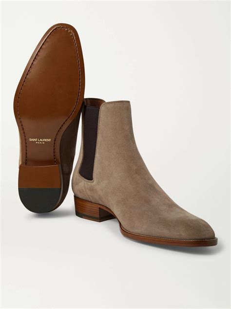 ysl brown boots men lace-up shoes|SAINT LAURENT Wyatt 30 Suede Chelsea Boots for Men .